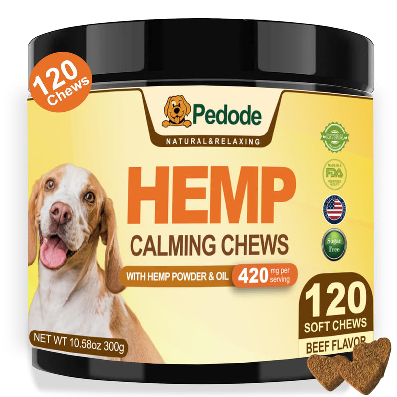 Pedode Hemp Dog Calm Chews - Beef Flavor - 120ct