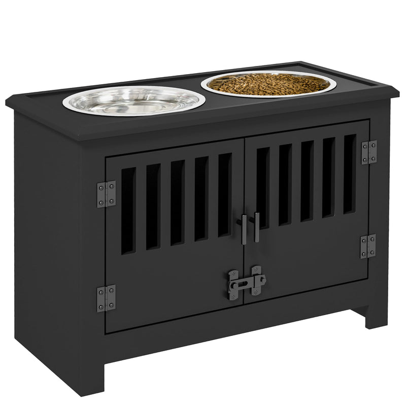 PawHut Large Elevated Dog Bowls with Storage Cabinet